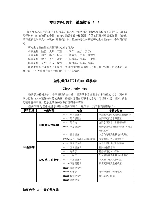 考研学科门类十二星座物语 (一)