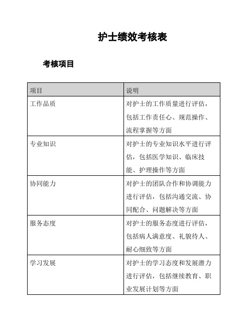 护士绩效考核表