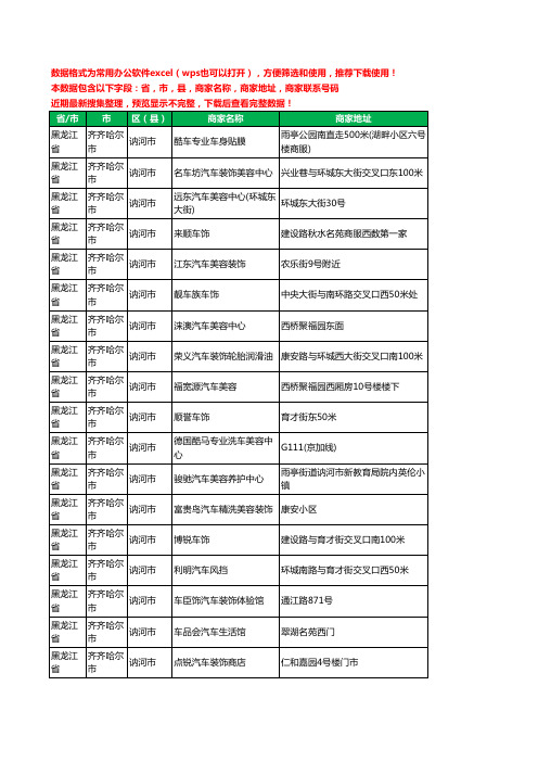 2020新版黑龙江省齐齐哈尔市讷河市汽车装具工商企业公司商家名录名单联系电话号码地址大全29家