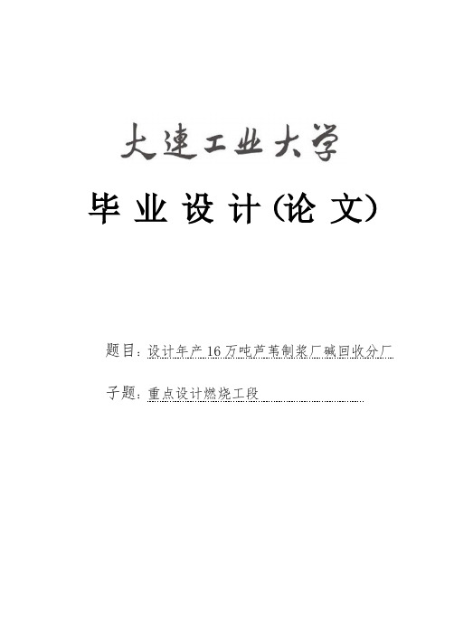 设计年产16万吨芦苇制浆厂碱回收分厂毕业设计 精品