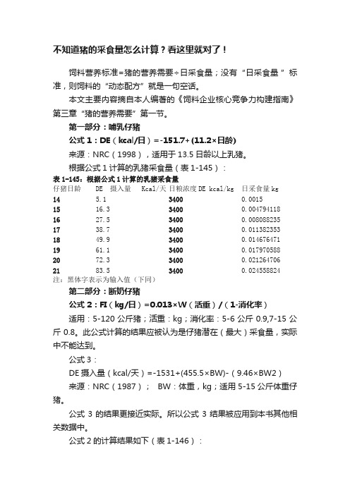 不知道猪的采食量怎么计算？看这里就对了！