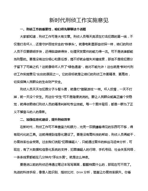 新时代刑侦工作实施意见