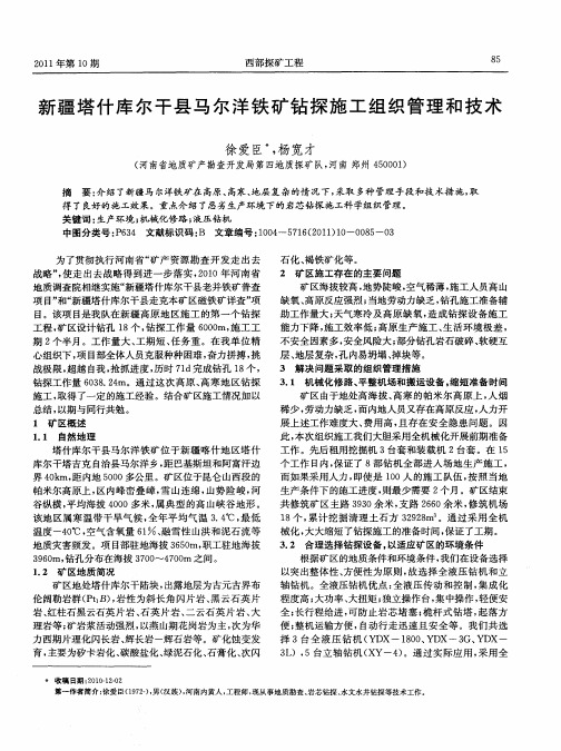 新疆塔什库尔干县马尔洋铁矿钻探施工组织管理和技术