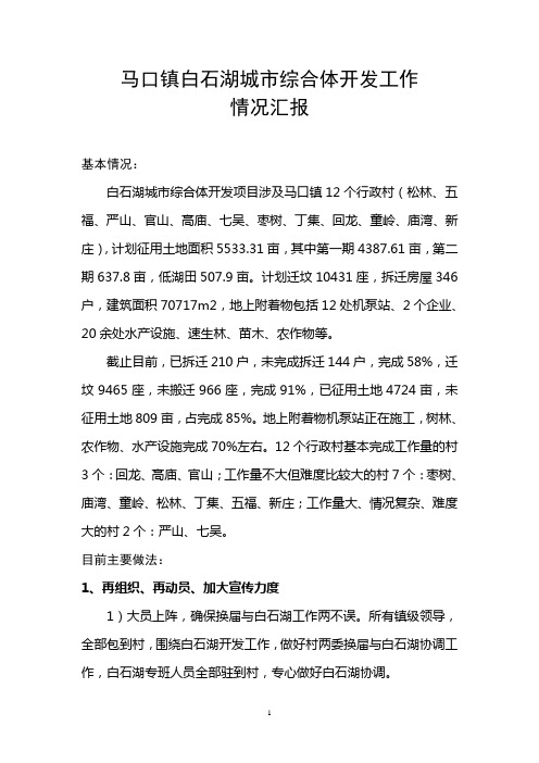 白石湖城市综合体开发工作情况汇报