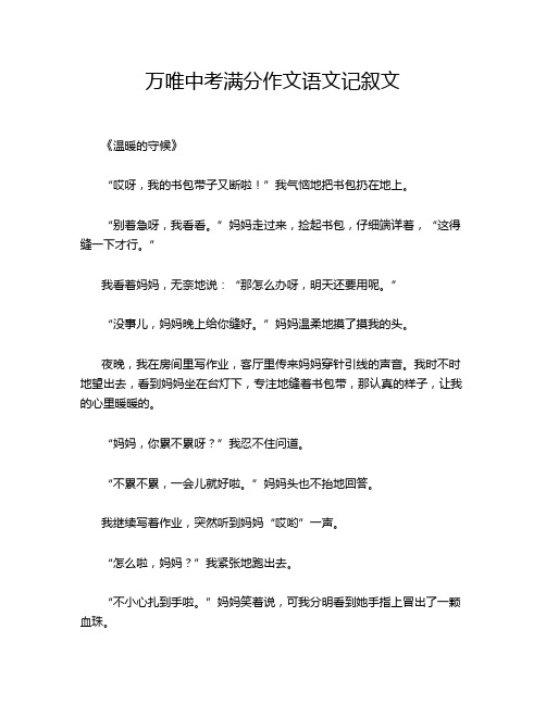 万唯中考满分作文语文记叙文