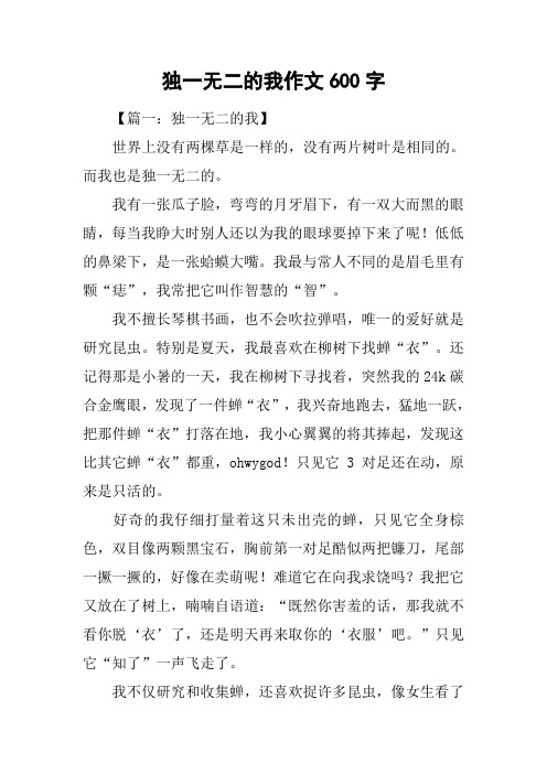 独一无二的我作文600字