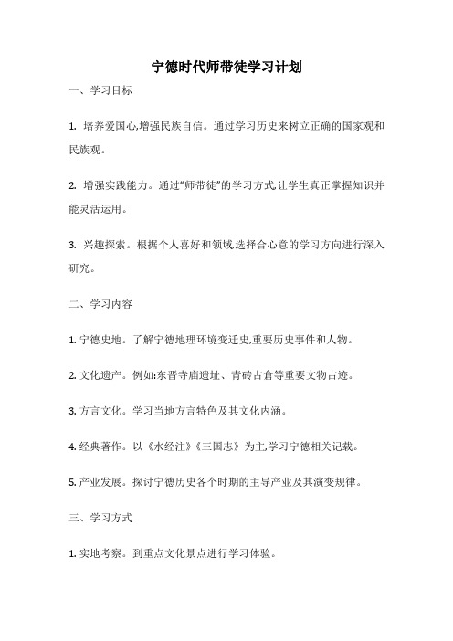 宁德时代师带徒学习计划