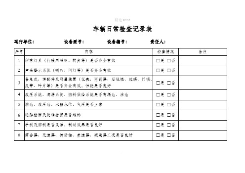 车辆检查记录表(日检)