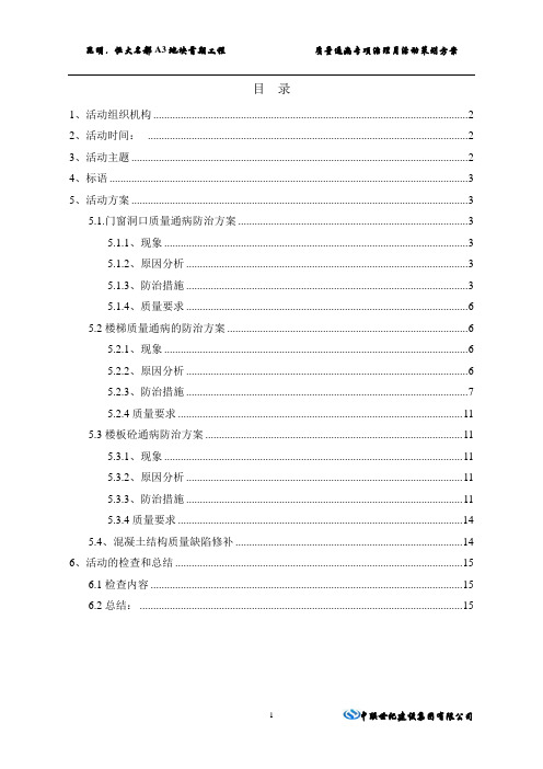 质量通病专项治理月活动策划方案