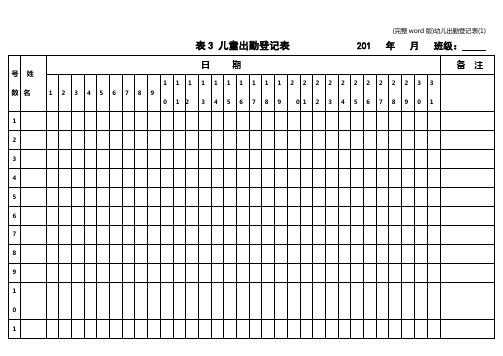 (完整word版)幼儿出勤登记表(1)