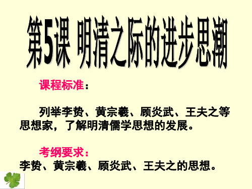 岳麓版高中历史必修三第5课 明清之际的进步思潮 课件 (共26张PPT)