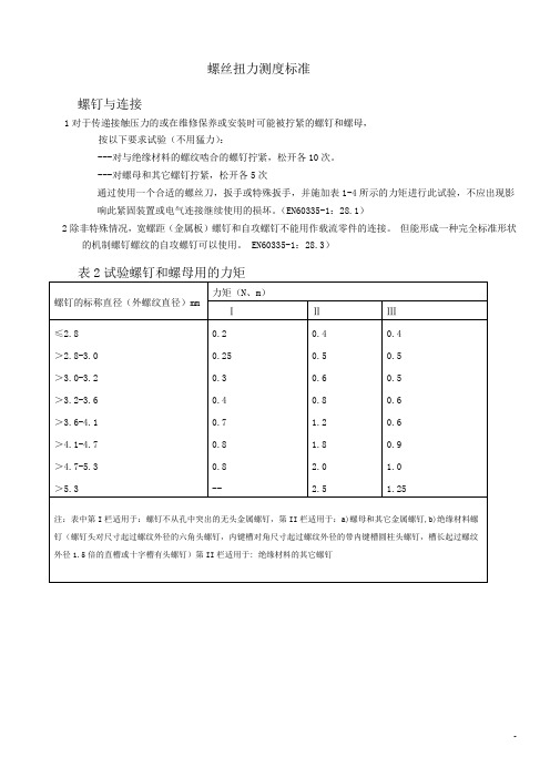 螺丝扭力测试标准