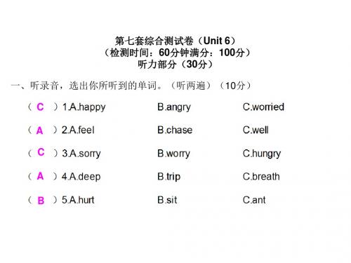 六年级上册英语习题课件-综合七 Unit 6∣人教(PEP)(2014秋) (共9张PPT)