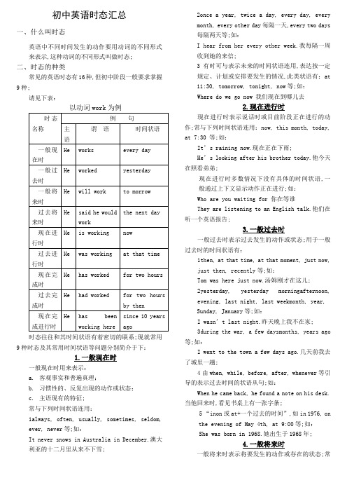 初中英语时态详解