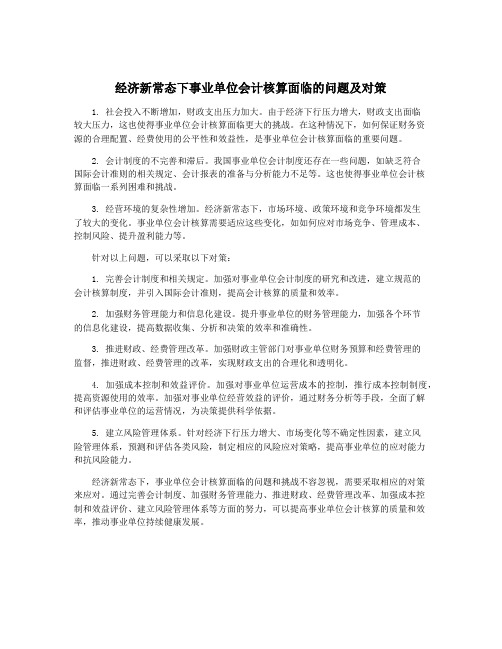 经济新常态下事业单位会计核算面临的问题及对策