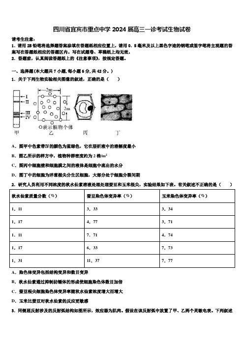 四川省宜宾市重点中学2024届高三一诊考试生物试卷含解析