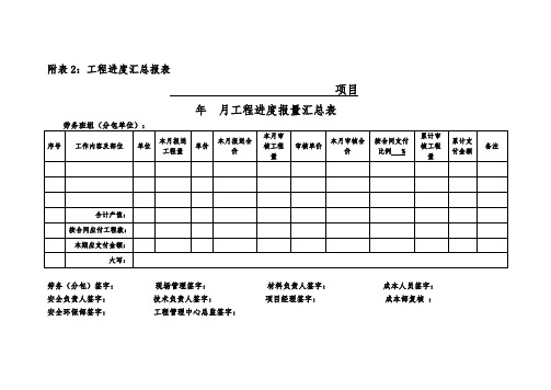 工程进度汇总报表