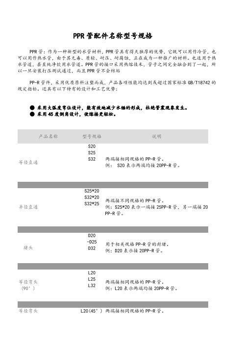 PP-R_管件名称型号规格