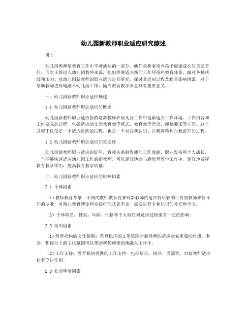 幼儿园新教师职业适应研究综述