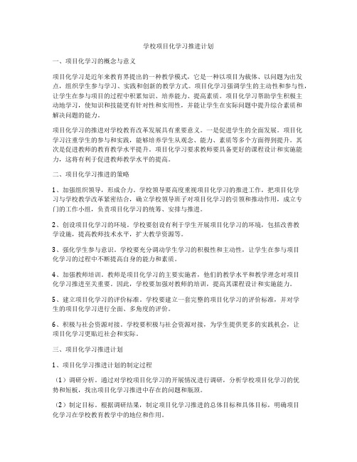 学校项目化学习推进计划