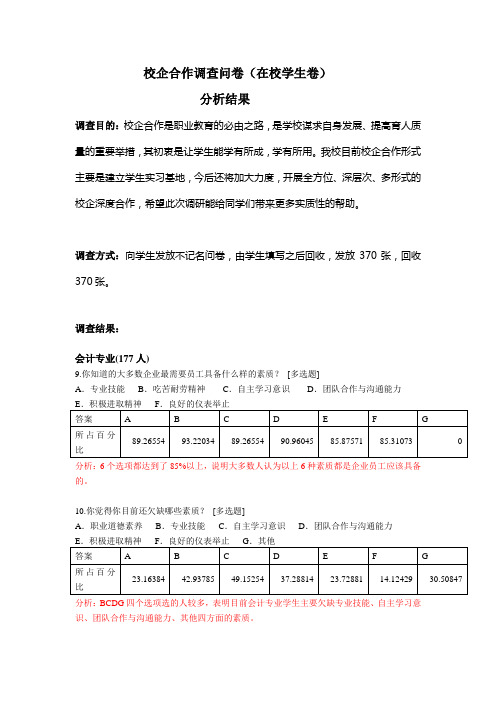 校企合作调查问卷分析