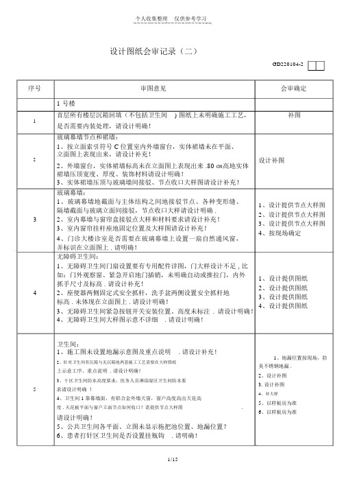 精装修图纸会审问题汇总设计实施方案回复