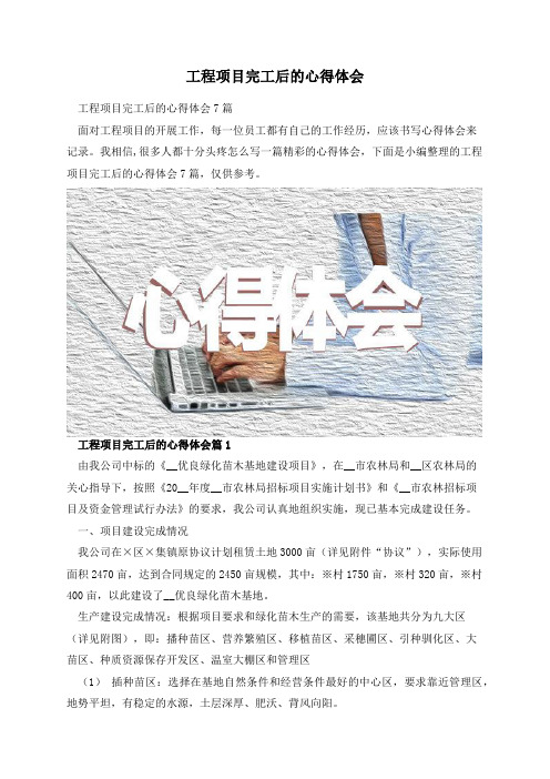 工程项目完工后的心得体会