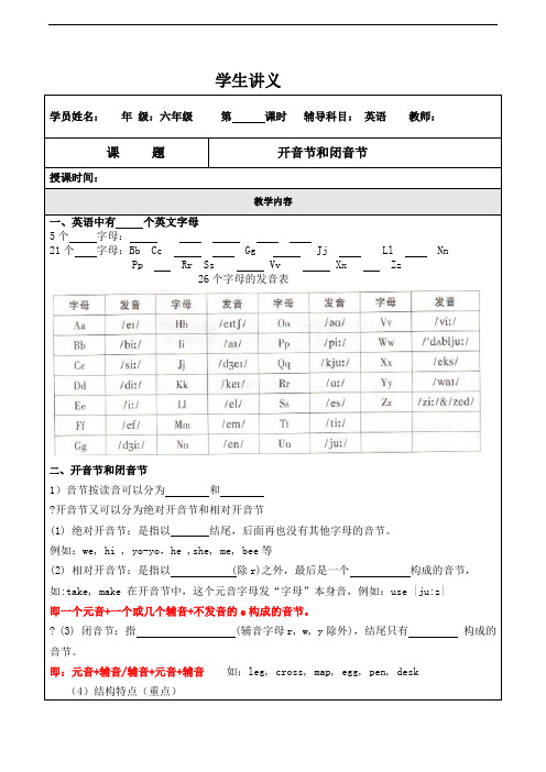 开音节和闭音节