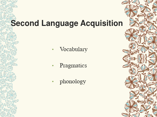 Second Language Acquisition