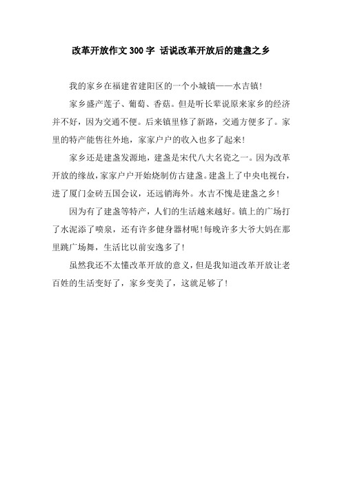 改革开放作文300字 话说改革开放后的建盏之乡