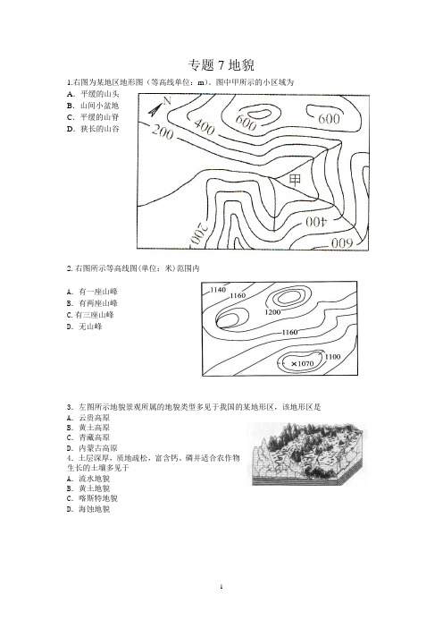 专题7 地貌练习 沪教版 合格考 冲A精品