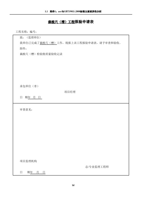 园林绿化种植报验申请表及检验批全套