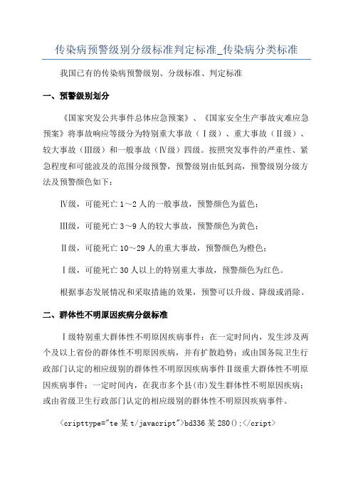 传染病预警级别分级标准判定标准_传染病分类标准