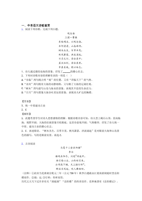 备战中考语文诗歌鉴赏综合经典题附详细答案