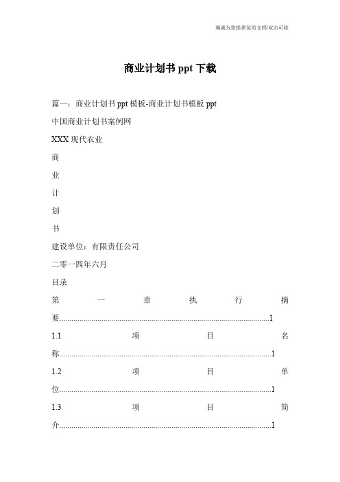 商业计划书ppt下载