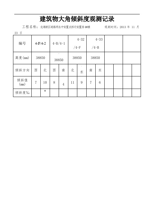 4#建筑物大角倾斜度观测记录