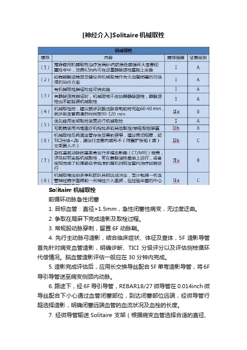 [神经介入]Solitaire机械取栓