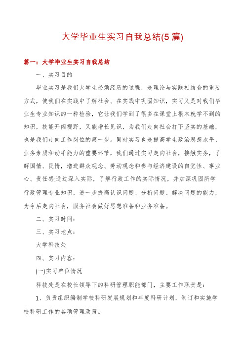 大学毕业生实习自我总结(5篇)