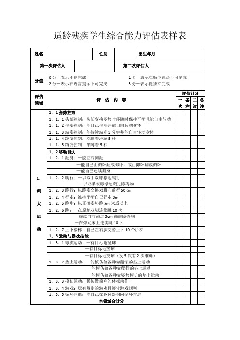 适龄残疾学生综合能力评估表样表