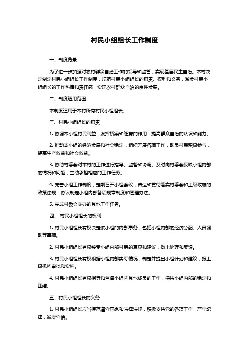 村民小组组长工作制度