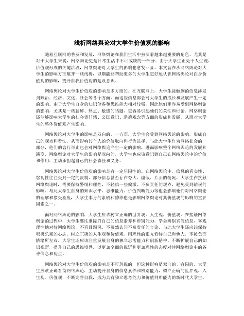 浅析网络舆论对大学生价值观的影响