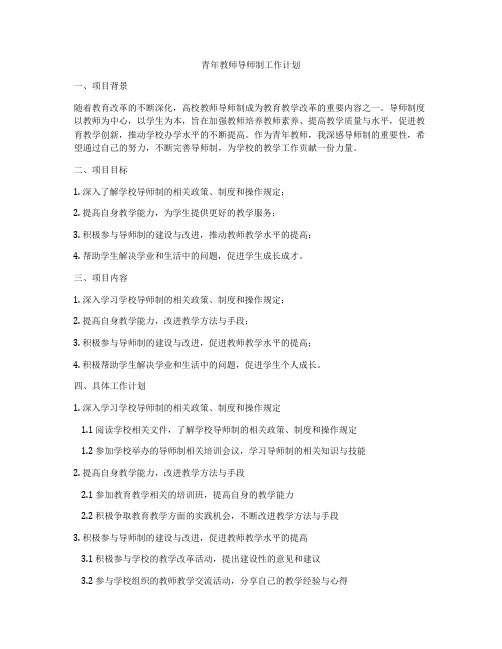 青年教师导师制工作计划