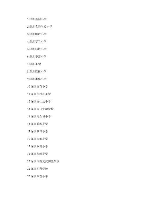 最新广东深圳小学排名(网络版)