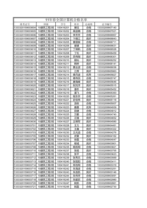 10工管2计算机合格名单