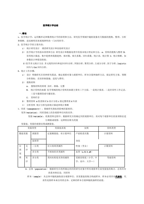 医学统计学总结