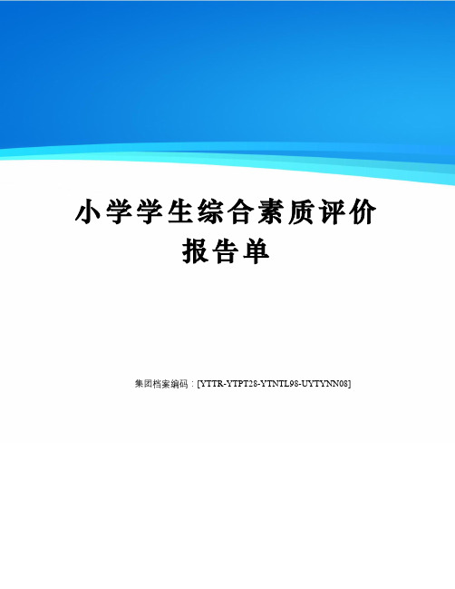 小学学生综合素质评价报告单