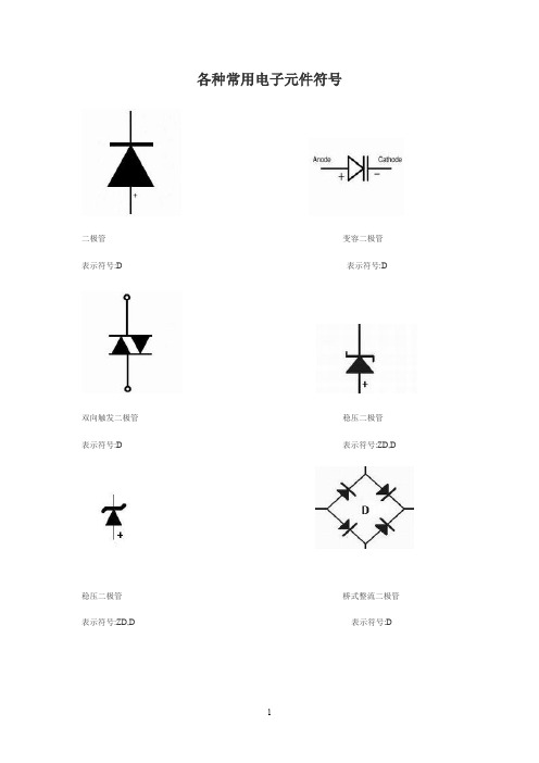 电子元件符号及其名称