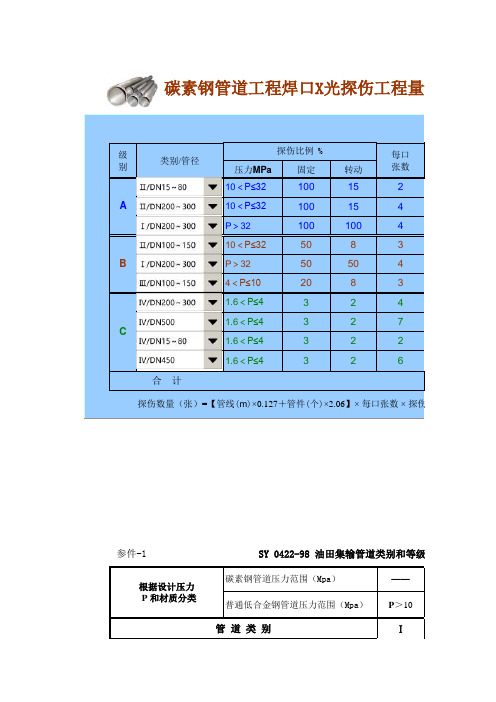 管道探伤工程量计算程序