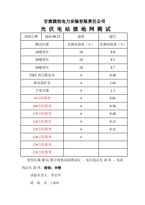 7、光伏电站接地网测试报告完稿11.4