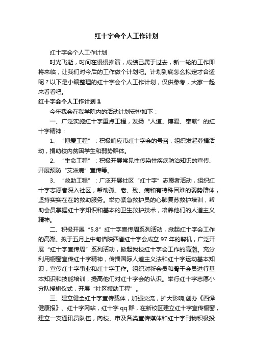 红十字会个人工作计划